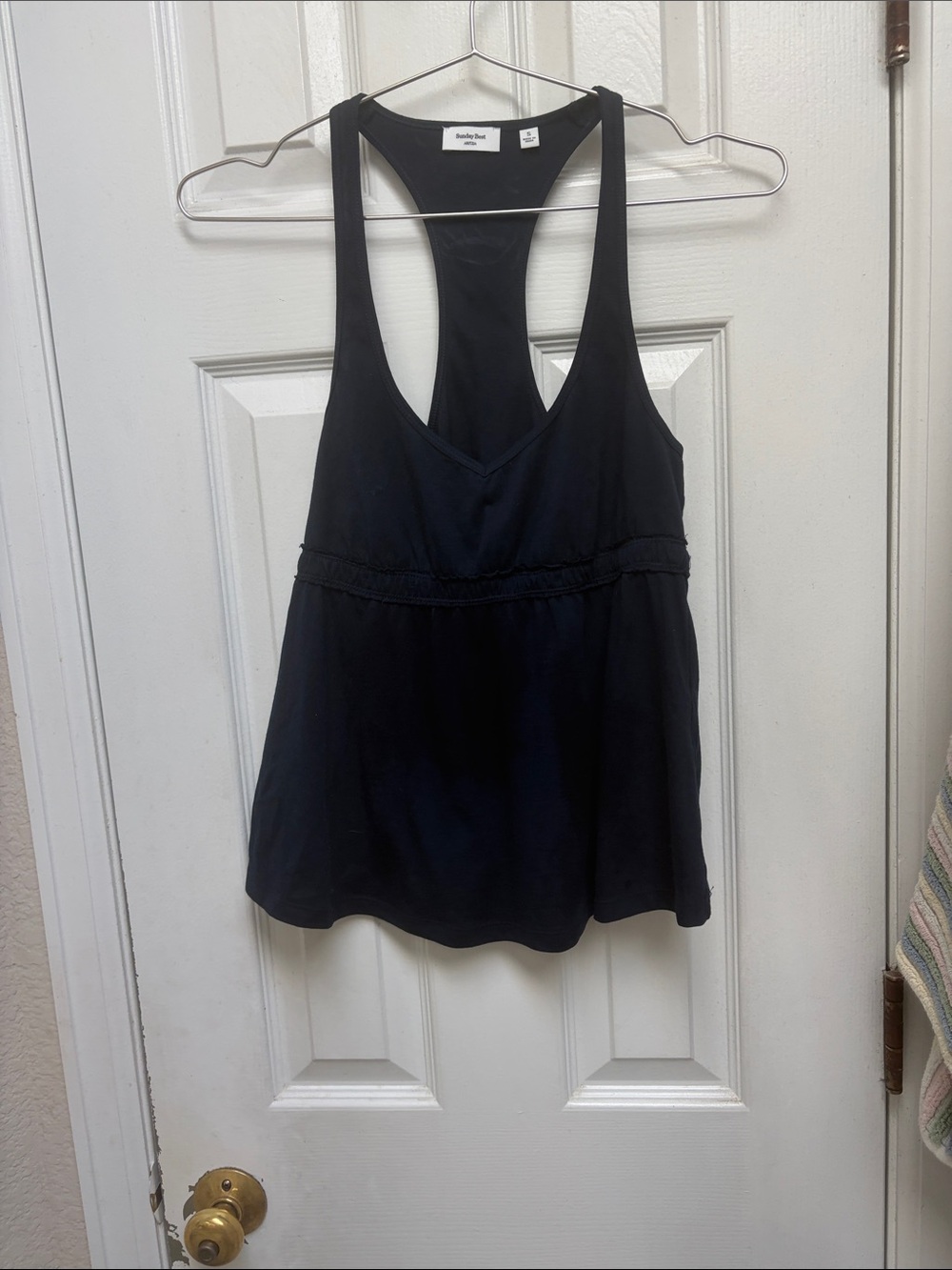 Aritzia Navy Racerback V-Neck Camisole with Empire Waist Seam
